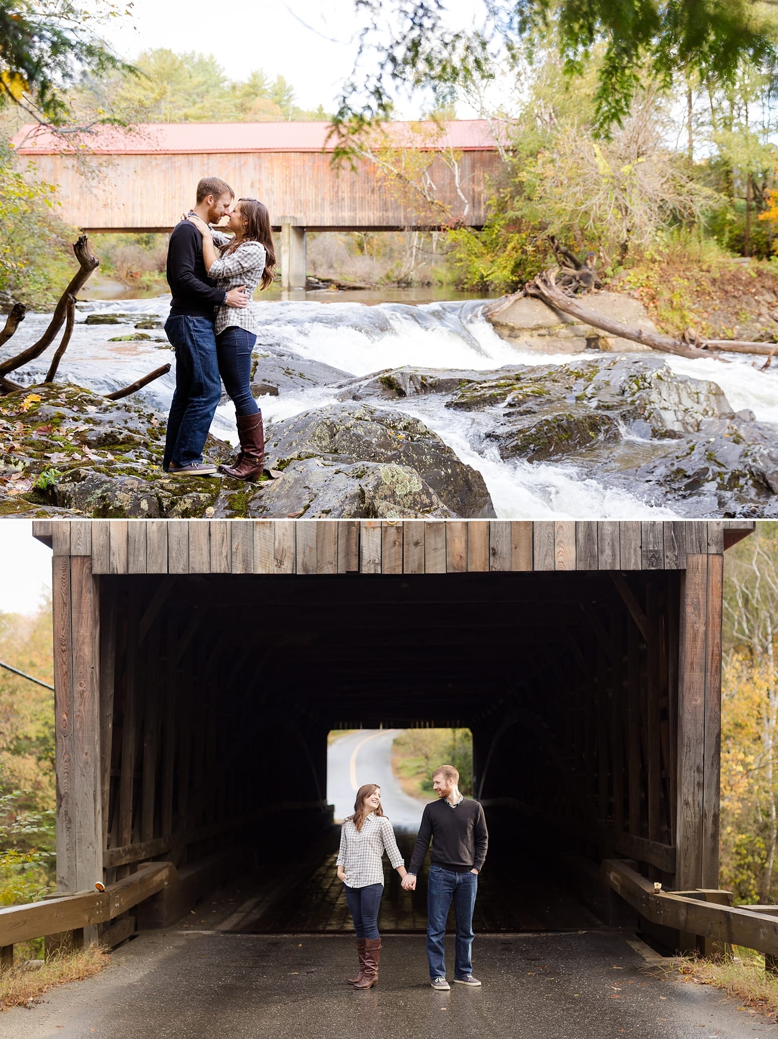 Covered Bridge Vermont Engagement Photos