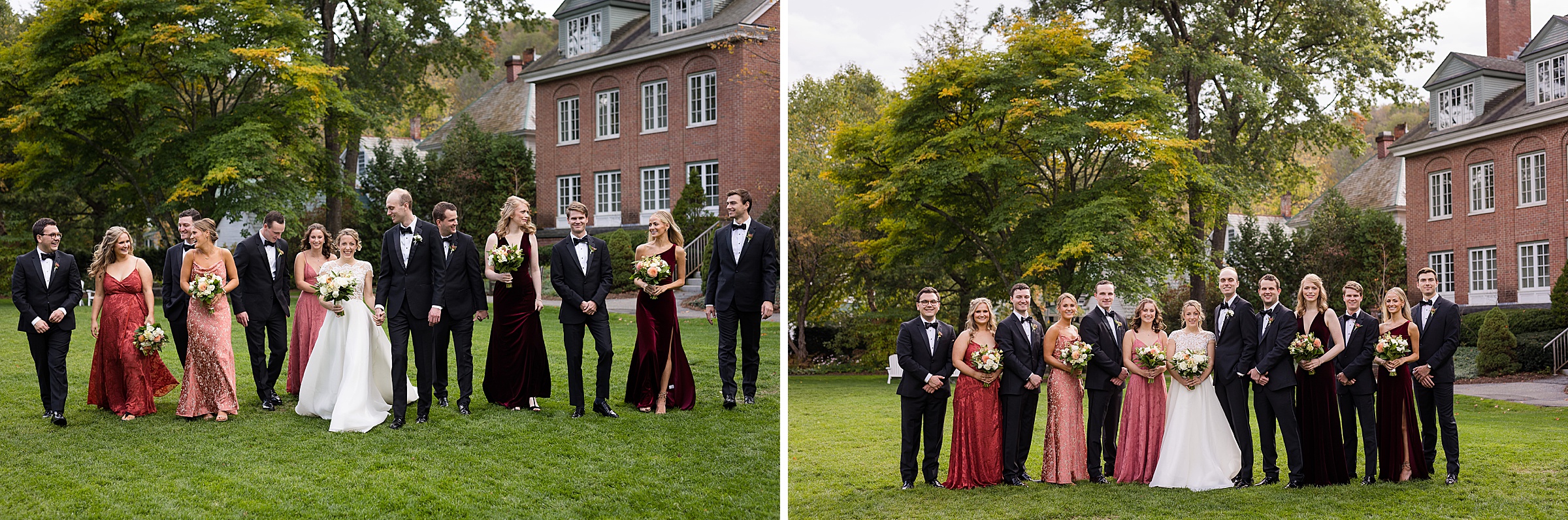 bridal party photography for fall vermont wedding