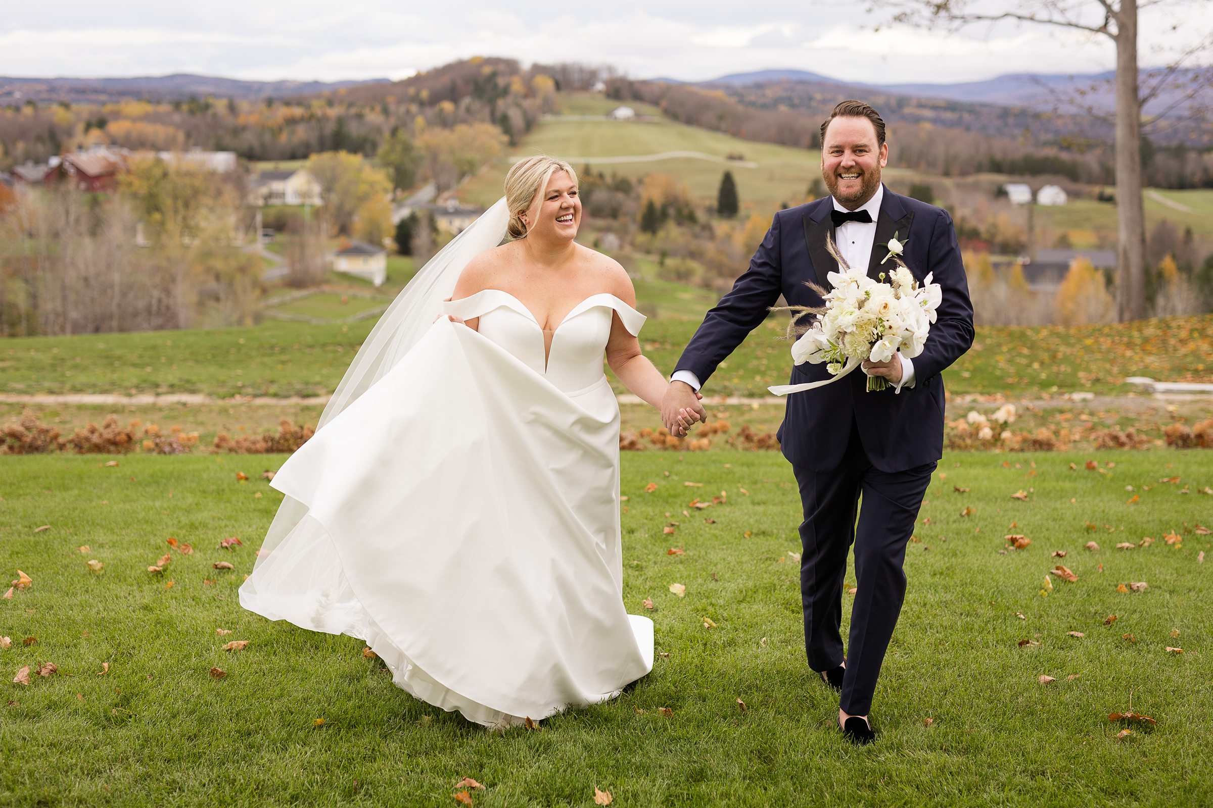 first look for fall vermont wedding