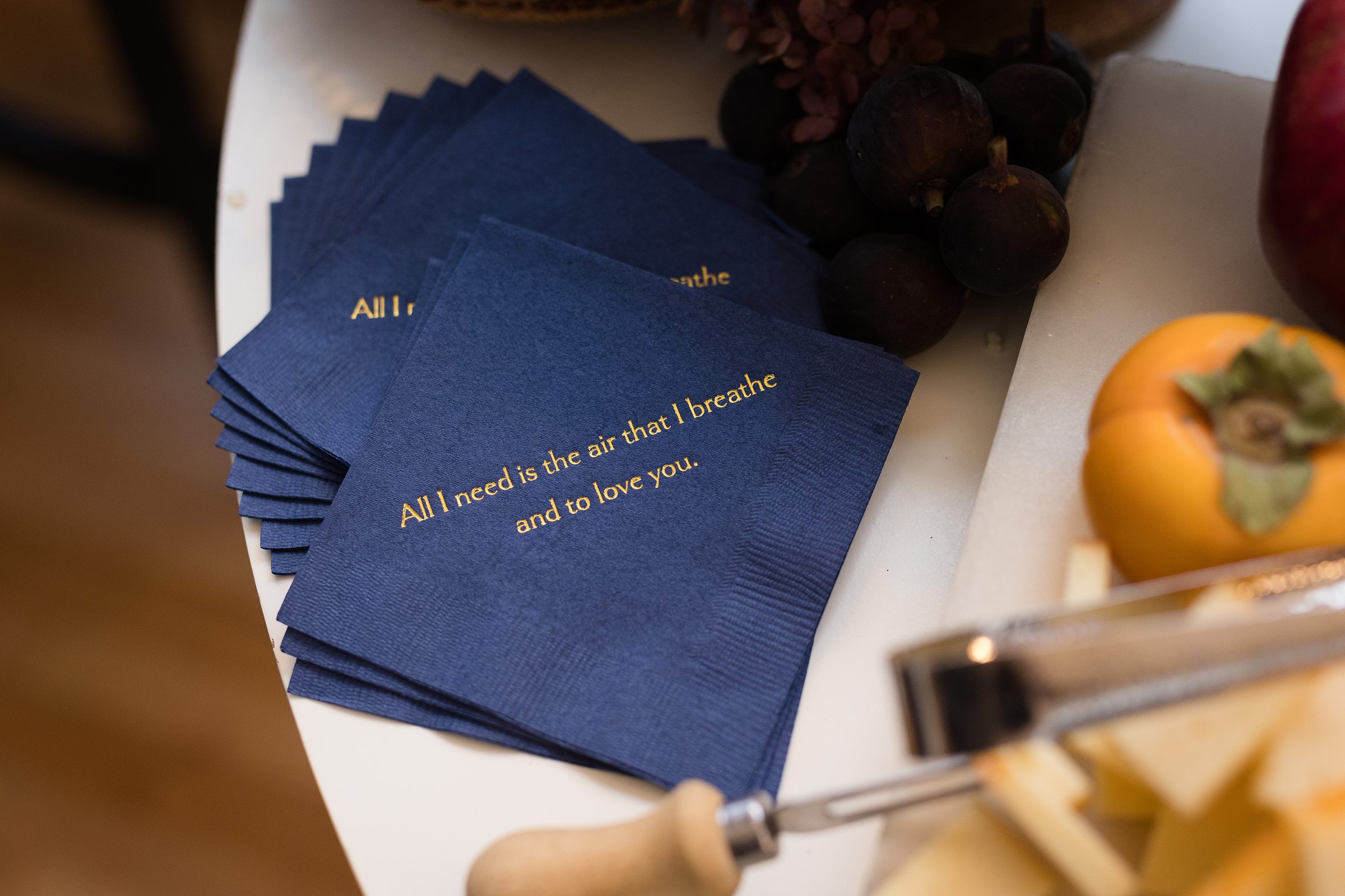 custom napkins for small VT wedding