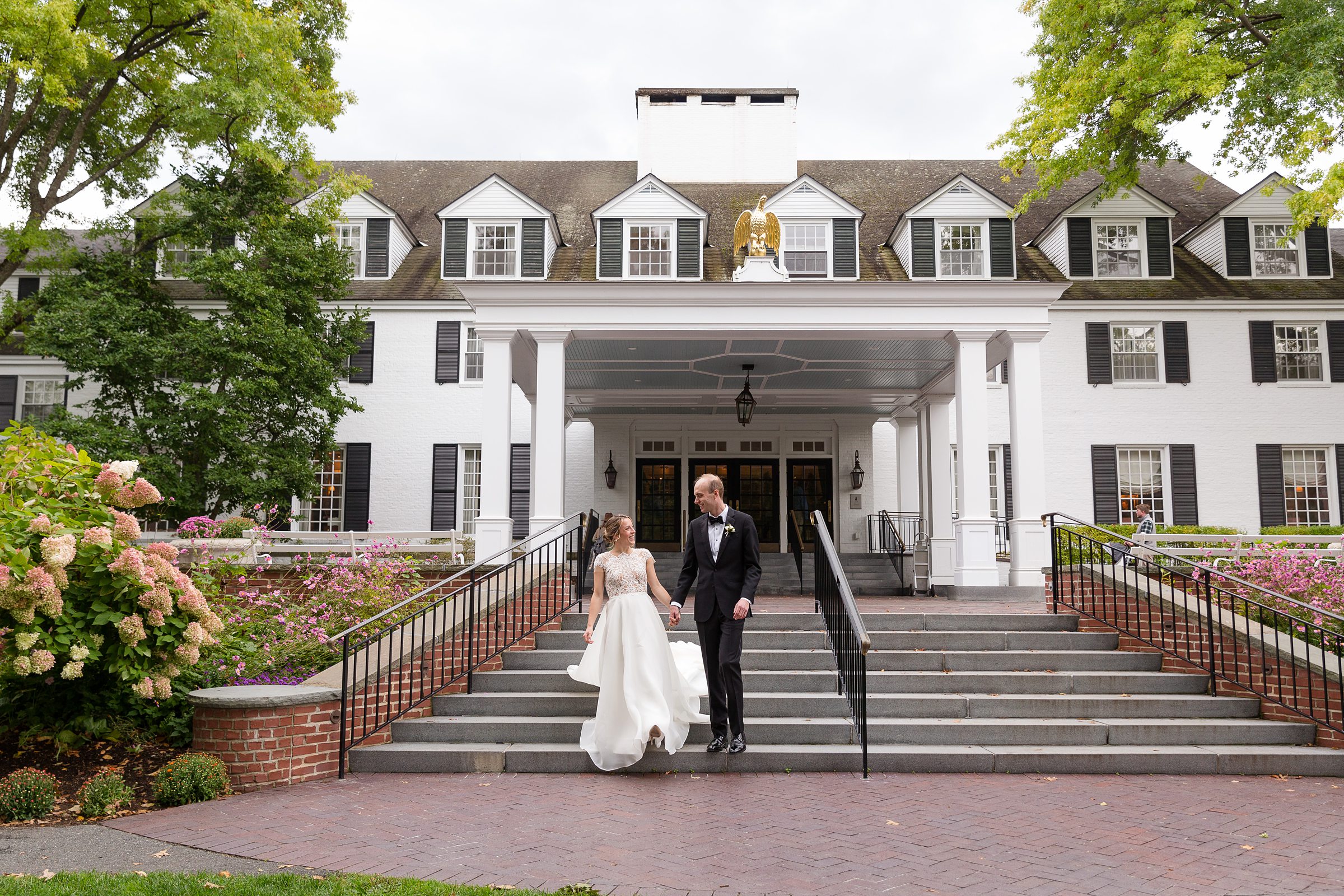 bride and groom portrait at the woodstock inn