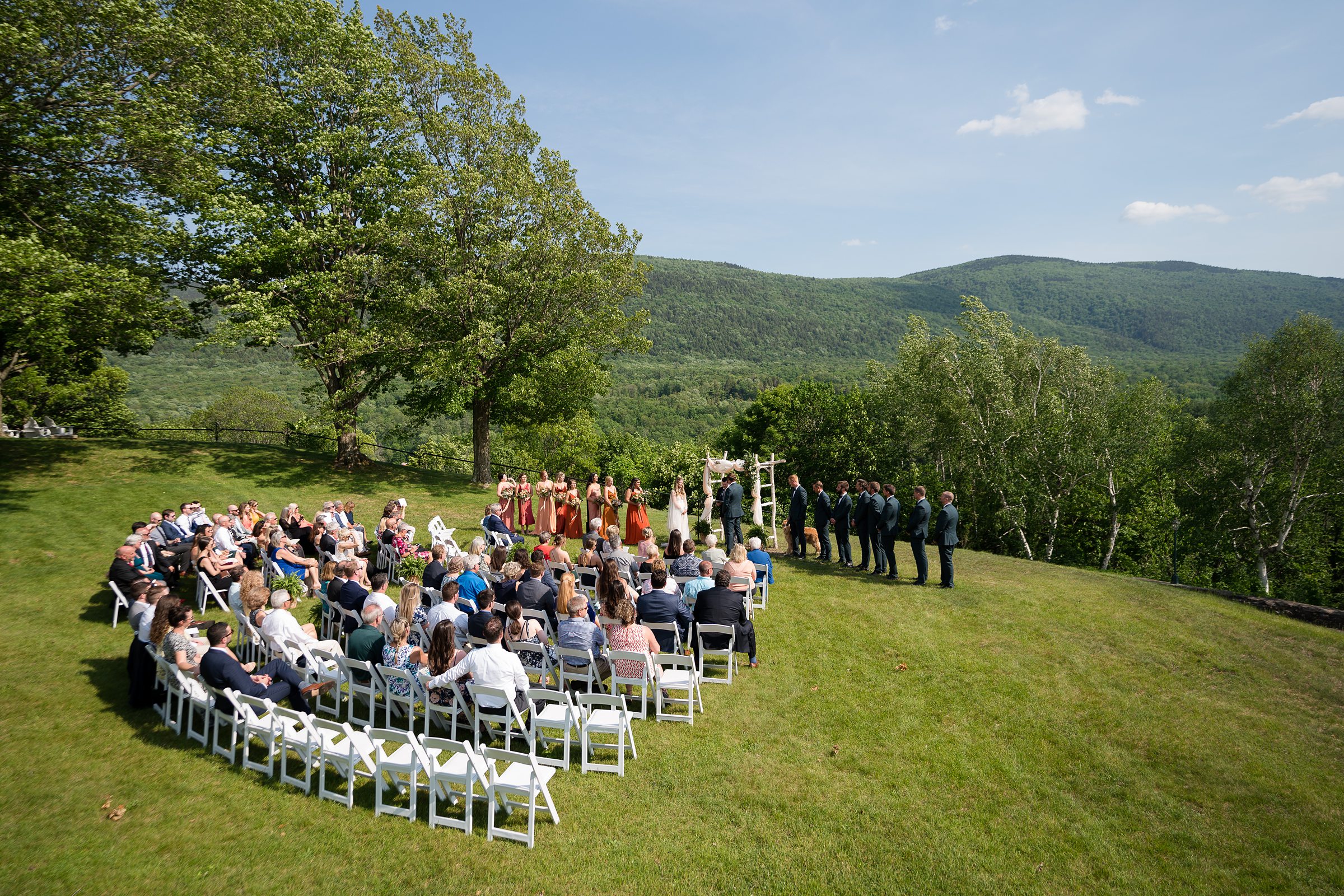 summer outdoor ceremony with mountain views in Manchester, VT