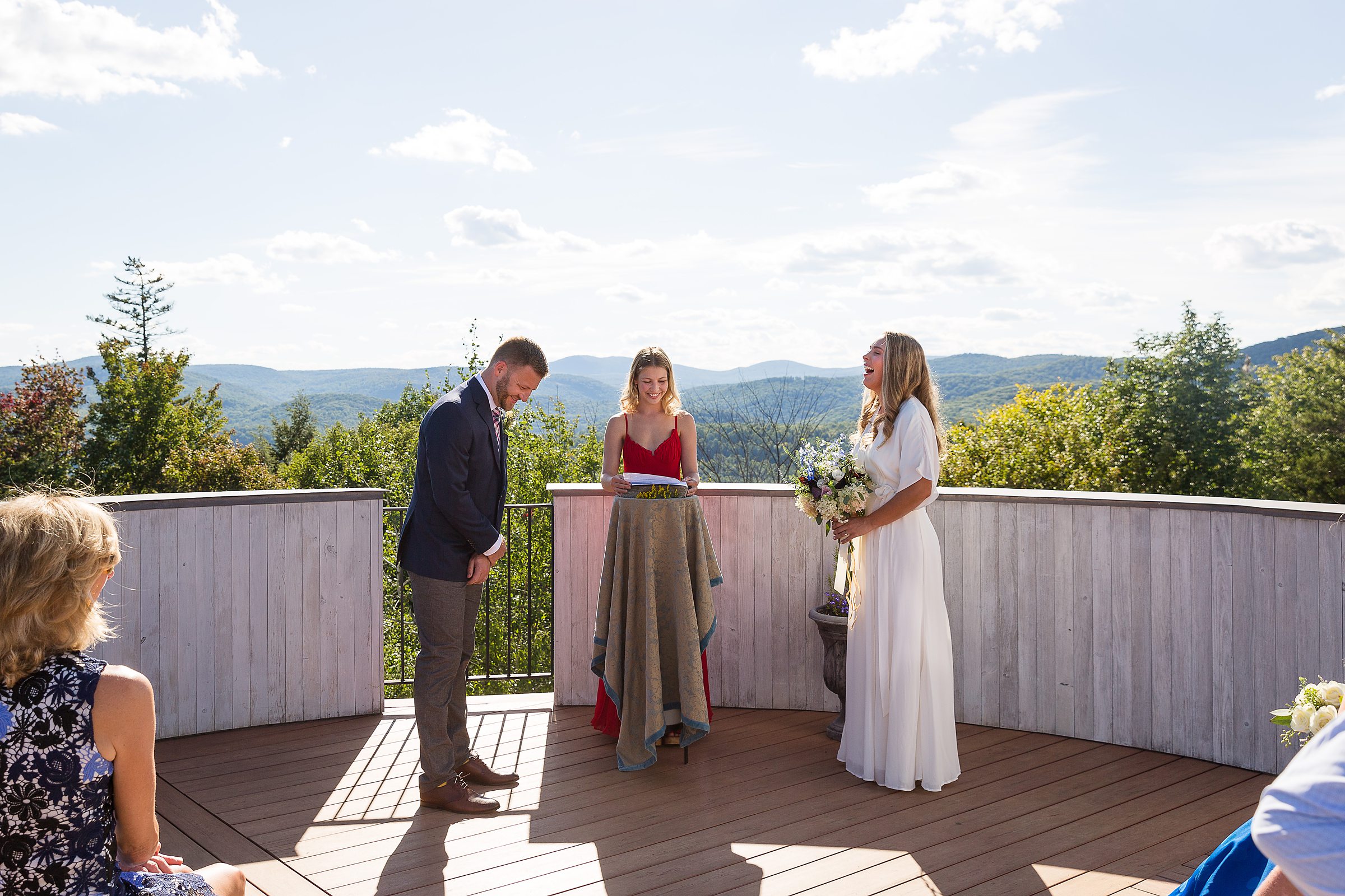 Airbnb elopement wedding outdoor ceremony with mountain views 