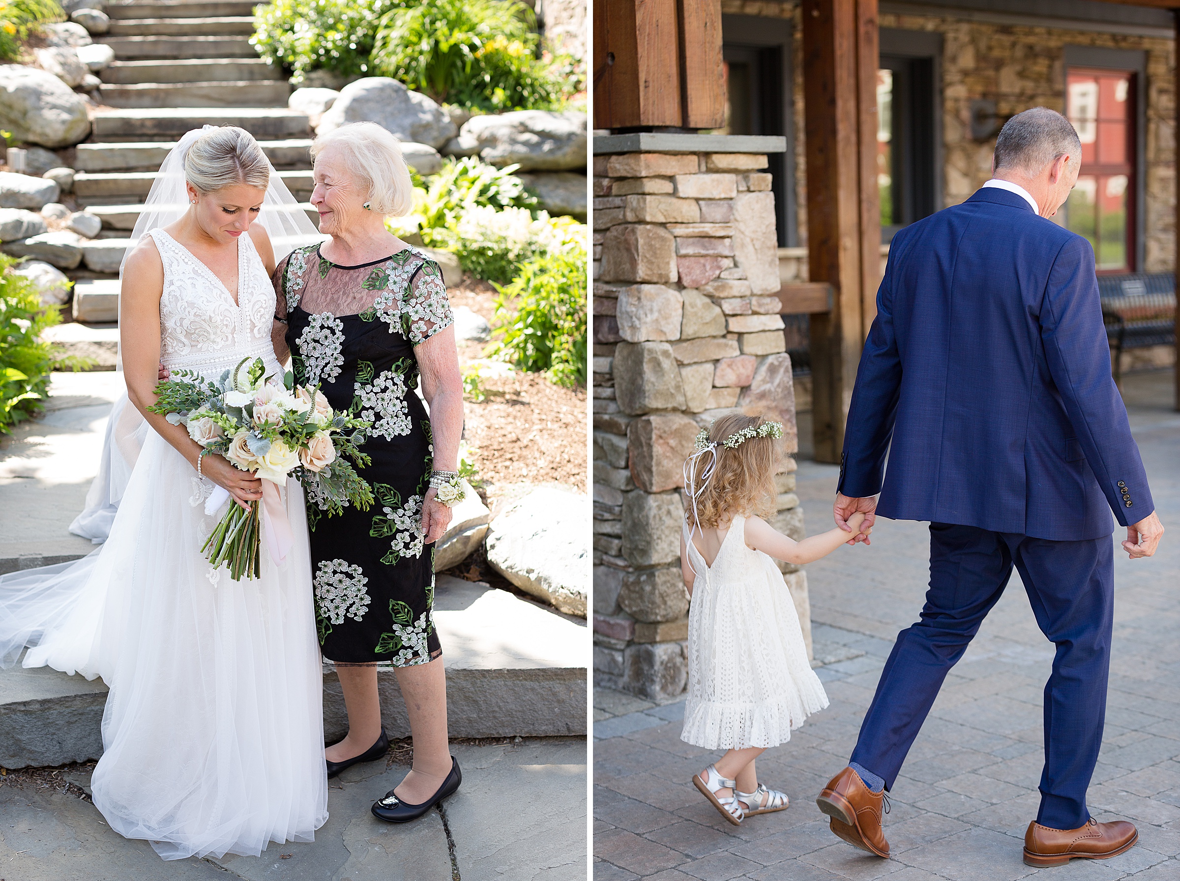 Candid family photos for summer Vermont wedding