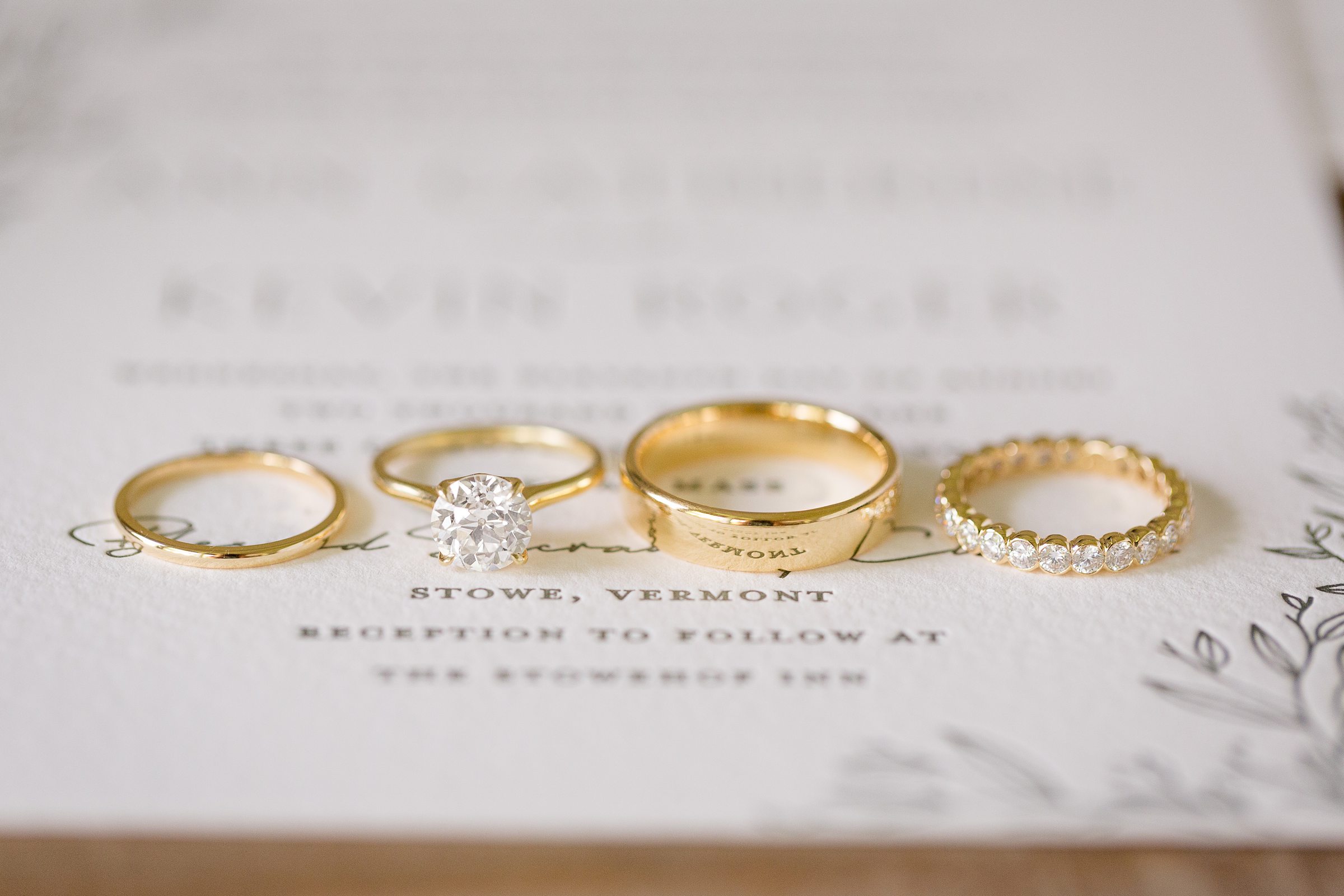 Gold ring wedding detail shot for Stowe wedding