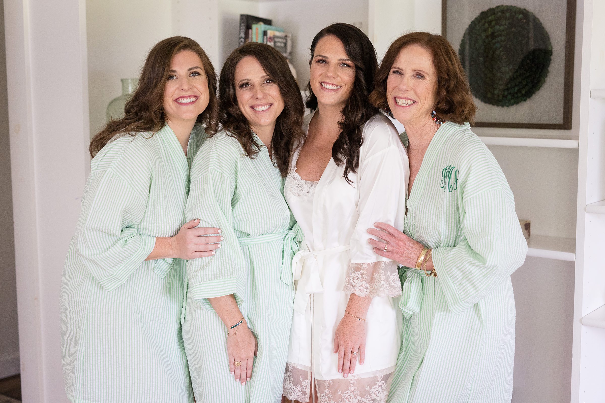 Bride and bridesmaids getting ready for summer micro wedding