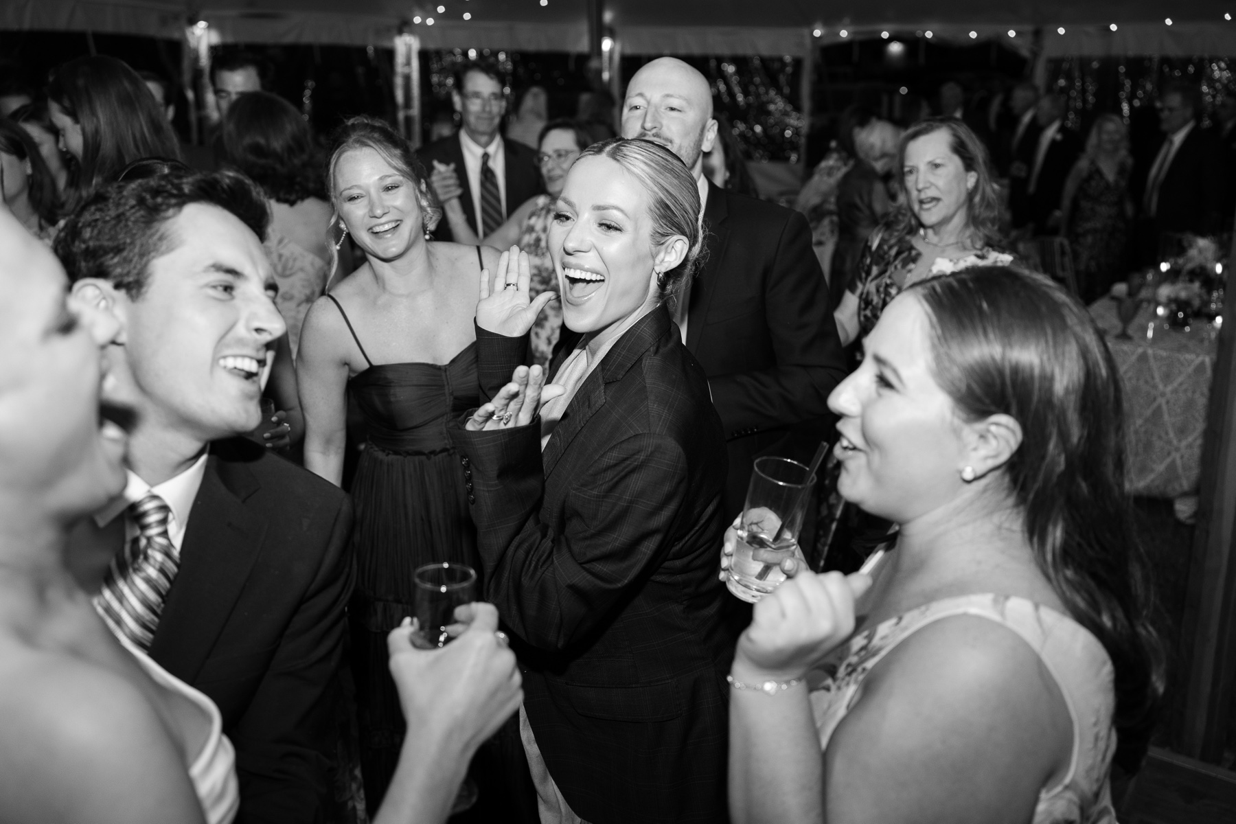 bride on the dance floor with guests